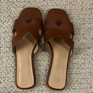 a new day Tan Brown Open-Toe Slide Sandals